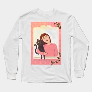 Paw Pals: a Girl and her Cat Long Sleeve T-Shirt